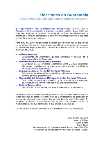 Elecciones en Guatemala - AsociaciÃ³n de InvestigaciÃ³n y Estudios ...