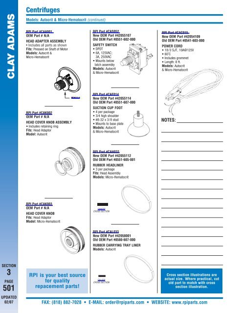 Centrifuges - Replacement Parts Industries