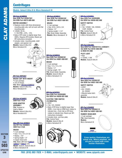 Centrifuges - Replacement Parts Industries