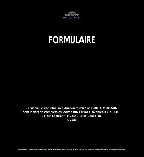 FORMULAIRE FORMULAIRE - Saint-Gobain PAM