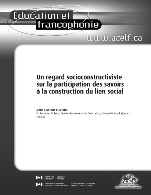 Un regard socioconstructiviste sur la participation des savoirs - acelf
