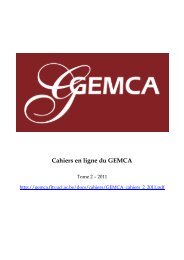 Télécharger les Cahiers en ligne du GEMCA, t. 2, 2011 (pdf) - UCL