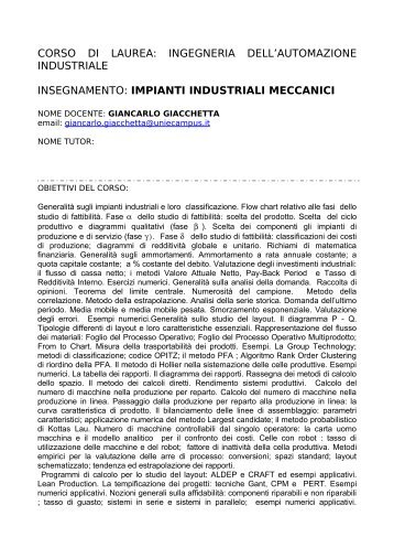 impianti industriali meccanici - eCampus