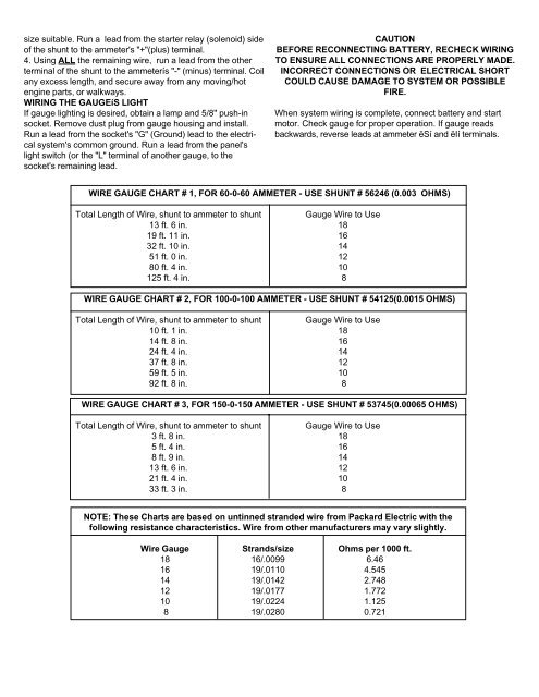 Stranded Wire Gauge Chart