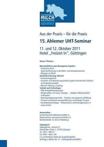 15. Ahlemer UHT-Seminar