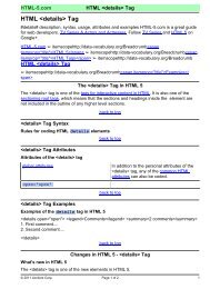 HTML  Tag - HTML 5 Reference for Web Designers