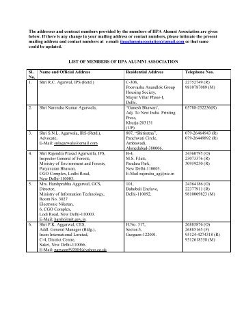 List of Members - Indian Institute of Public Administration