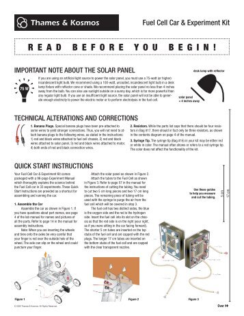 Fuel Cell Car Quick Start Instructions - Thames & Kosmos