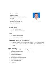 Mr. Praveen V. Pol Assistant Professor Instrumentation Engineering ...