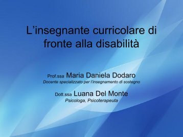 L'insegnante curricolare di fronte alla disabilitÃ 