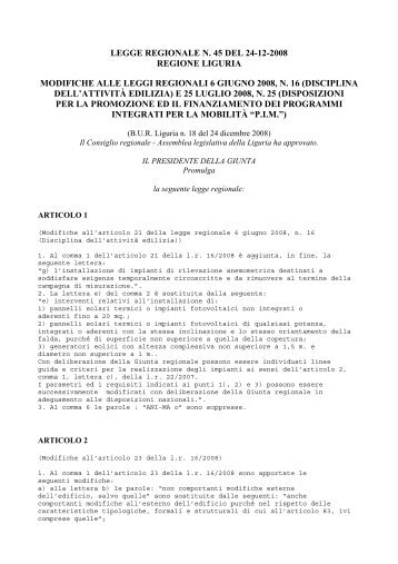 Legge regionale 24 dicembre 2008 n. 45, modifiche alle ... - Maggioli