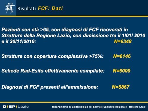 I dati del nuovo flusso informativo RAD-esito della Regione Lazio