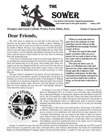 Sower Spring 2012 - Access to Catholic Social Justice Teachings