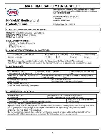 MSDS Horticultural Hydrated Lime (44 KB) - Fertilome