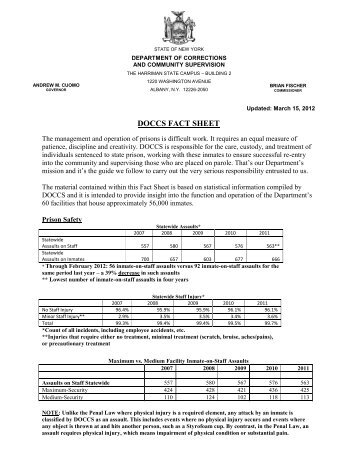 doccs fact sheet - New York State Department of Correctional Services