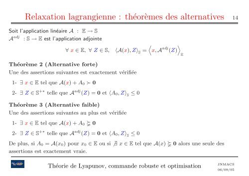 Théorie de Lyapunov, commande robuste et ... - LAAS CNRS