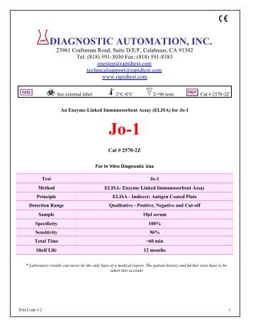 Jo-1 - Diagnostic Automation : Cortez Diagnostics