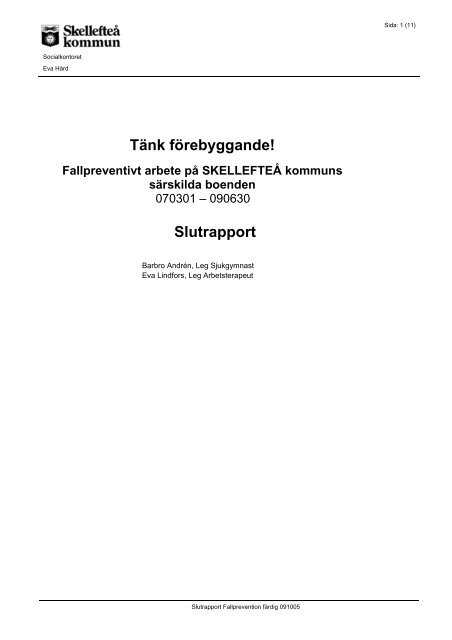 Slutrapport fallolyckor äldreomsorg (pdf, nytt fönster) - Skellefteå ...