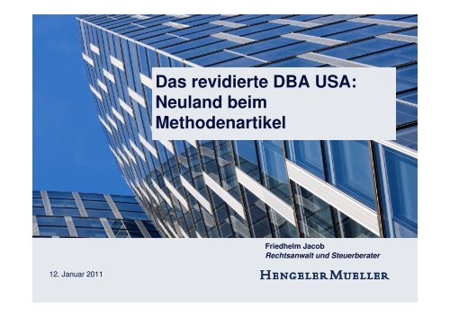 Das revidierte DBA USA: Neuland beim Methodenartikel - IfA