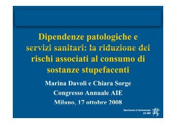 Dipendenze patologiche e servizi sanitari - Associazione Italiana ...