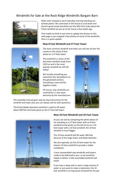New windmills 2024 for sale