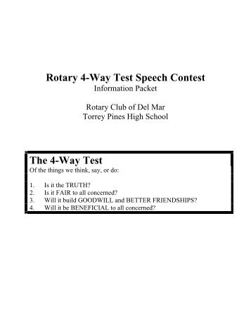 Rotary 4-Way Test Speech Contest Information Packet - Teacher