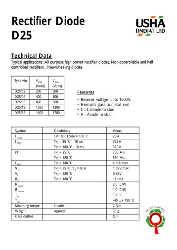 Rectifier Diode D25 Technical Data - Smanuals