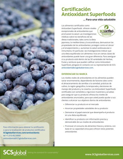 CertificaciÃ³n Antioxidant Superfoods - SCS Global Services