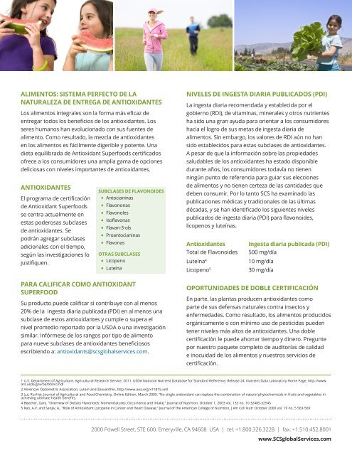 CertificaciÃ³n Antioxidant Superfoods - SCS Global Services