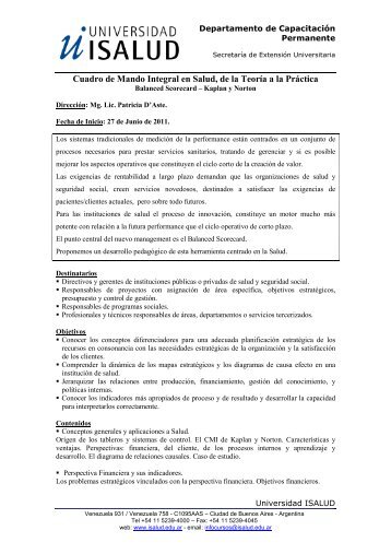 Cuadro de Mando Integral en Salud, de la TeorÃ­a a la PrÃ¡ctica