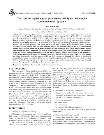 The role of digital signal processors (DSP) for 3G mobile ...