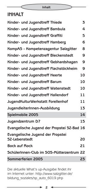 Termine und Tipps für Kinder und Jugendliche in ... - Stadt Salzgitter