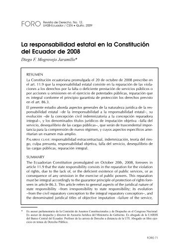 La responsabilidad estatal en la Constitución del Ecuador de 2008
