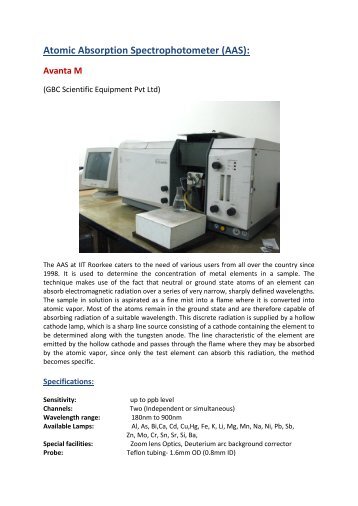 Atomic Absorption Spectrophotometer (AAS): Avanta M - IIT Roorkee