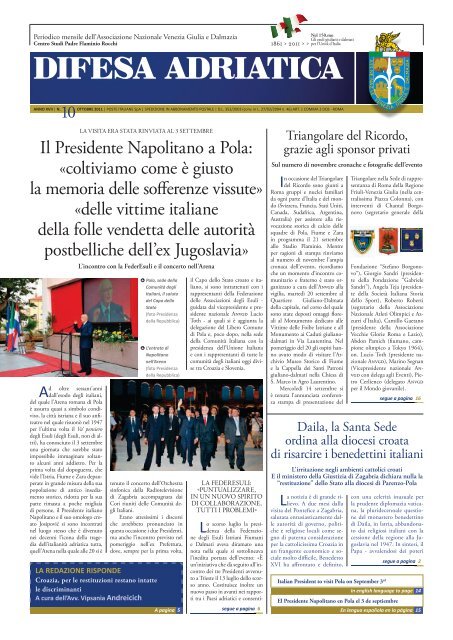 Il numero di Ottobre 2011 - Associazione Nazionale Venezia Giulia ...