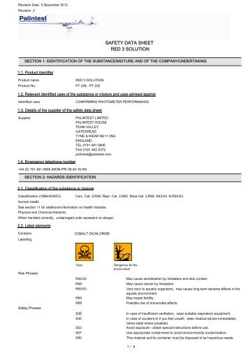 SAFETY DATA SHEET RED 3 SOLUTION - Palintest