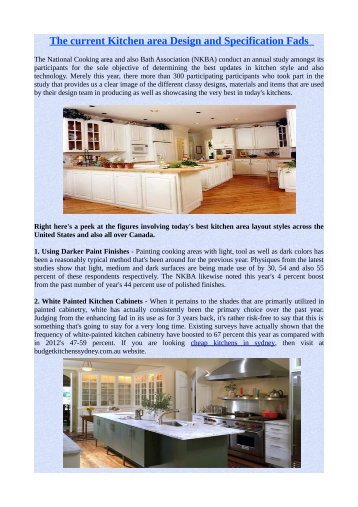 The current Kitchen area Design and Specification Fads