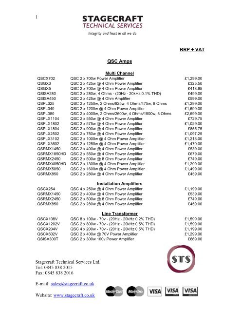 to download our Price List - Stagecraft