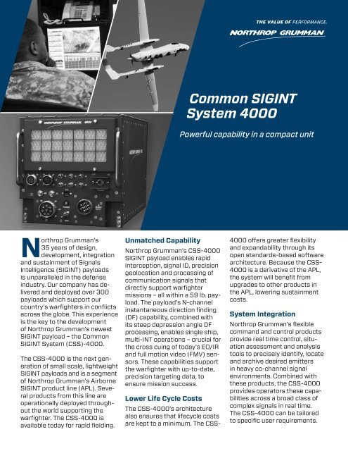 Common SIGINT System 4000 - Northrop Grumman Corporation