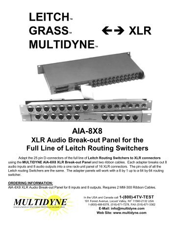 Data Sheet for AIA-8X8 - Multidyne