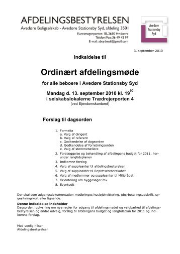 Indkomne forslag m.v. (pdf-fil) - AvedÃ¸re Stationsby Syd