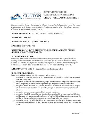 Organic Chemistry II - Clinton Community College