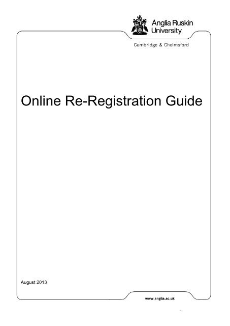 Online Re-Registration Guide - My.Anglia Homepage - Anglia ...