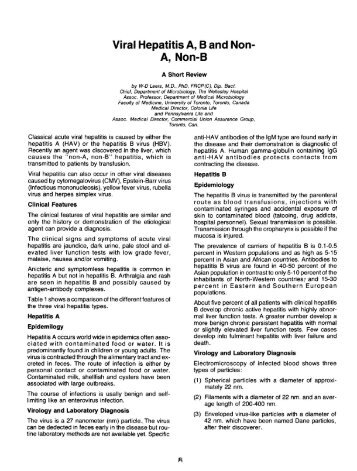 Viral Hepatitis A, B and Non-A, Non-B