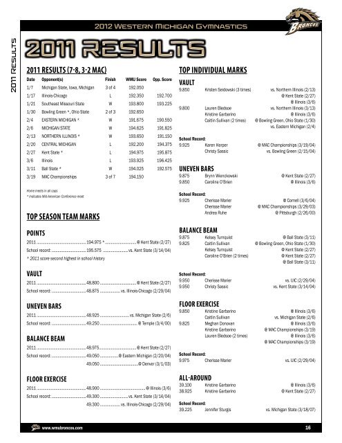 2012 Bio/Record Book - Western Michigan University Athletics ...