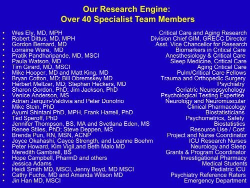 Liberation from Mechanical Ventilation E. Wesley Ely, MD, MPH