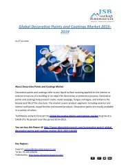 JSB Market Research: Global Decorative Paints and Coatings Market 2015-2019