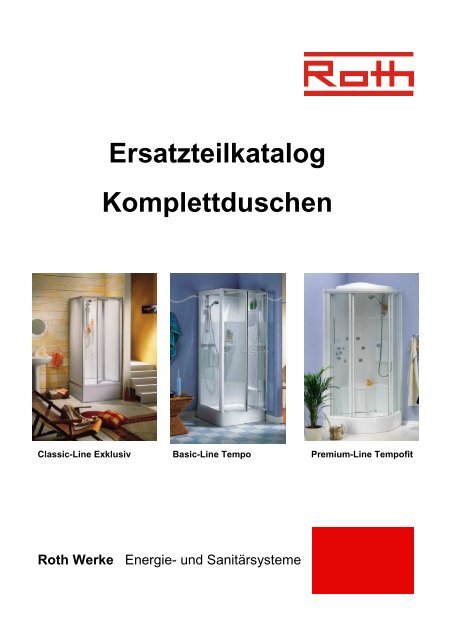 Ersatzteilkatalog Komplettduschen Roth Werke - Saniservice SA