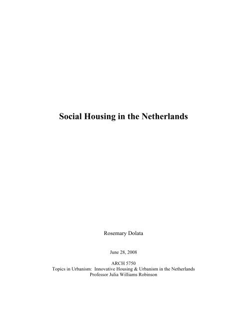 Social Housing in the Netherlands - School of Architecture