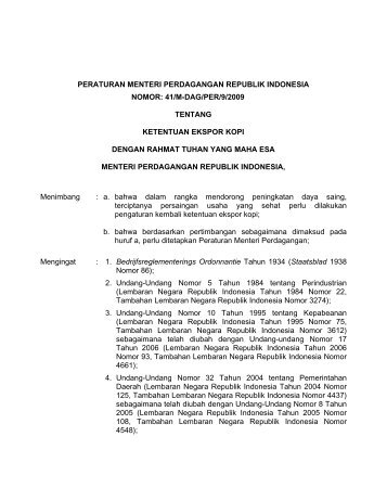 peraturan menteri perdagangan nomor 41/m-dag/per/9 ... - Inatrade